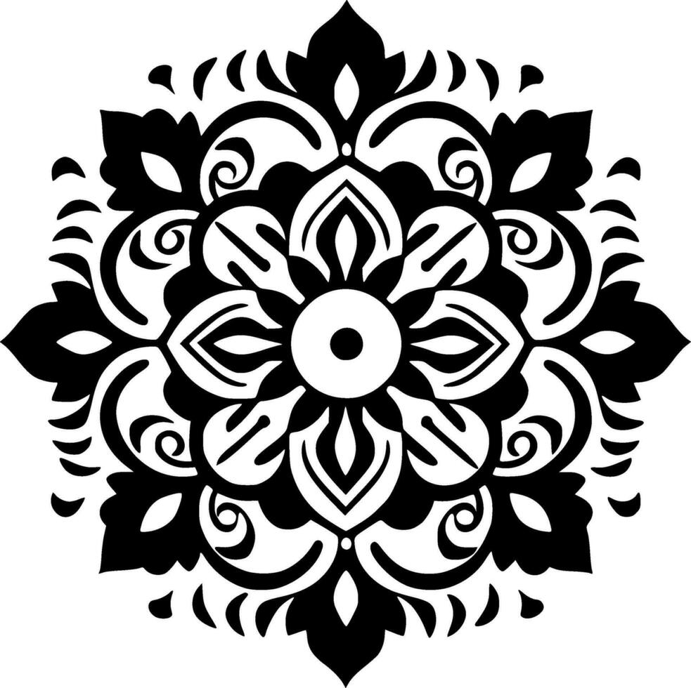 Mandala - Black and White Isolated Icon - Vector illustration