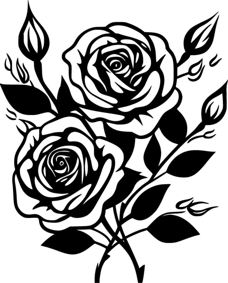 Roses, Black and White Vector illustration