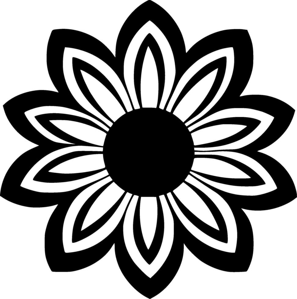 Flower, Black and White Vector illustration