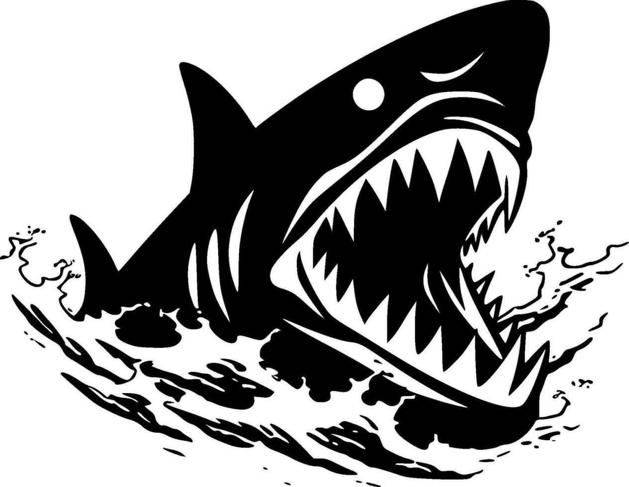 Shark - Black and White Isolated Icon - Vector illustration