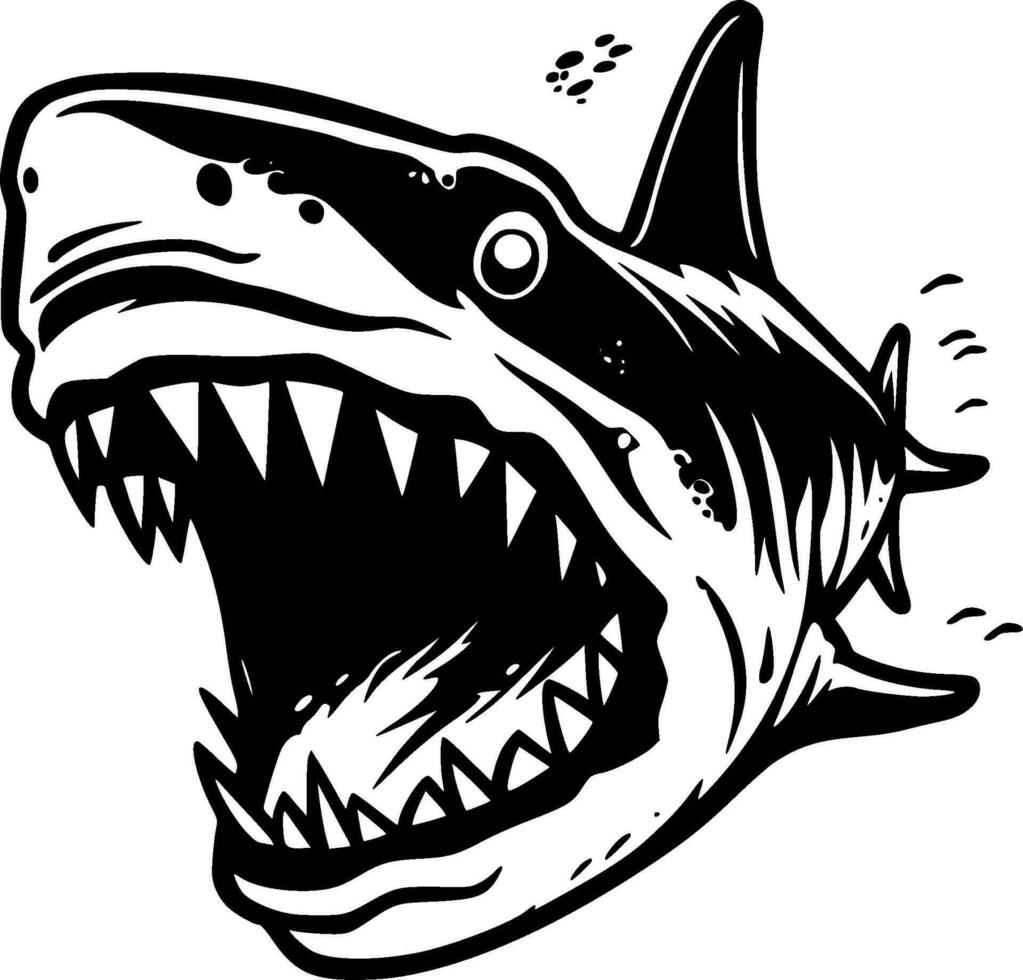 Shark - Black and White Isolated Icon - Vector illustration