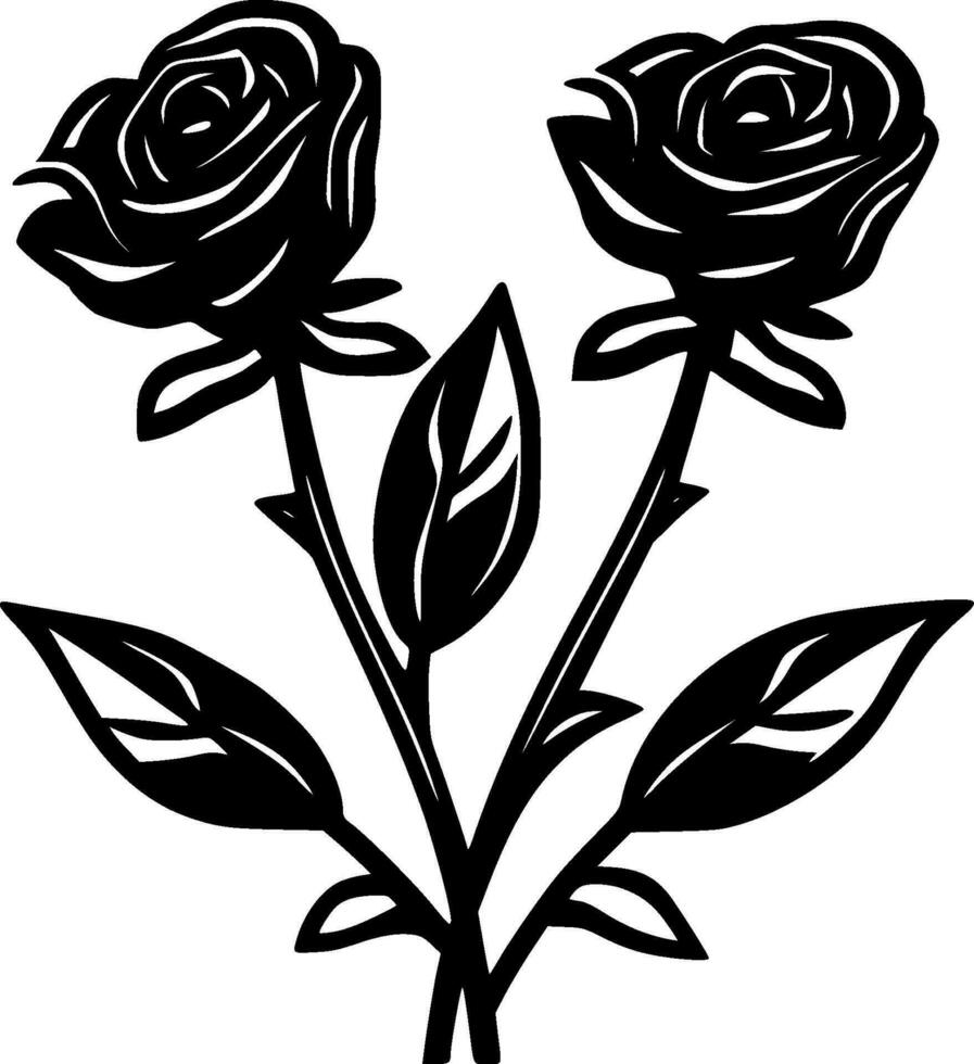 Roses, Minimalist and Simple Silhouette - Vector illustration
