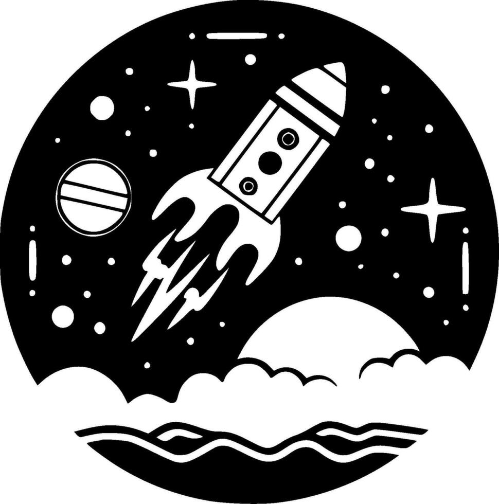 Space, Black and White Vector illustration