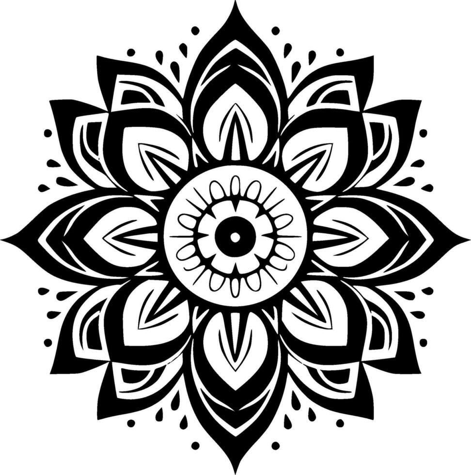 Mandala - Black and White Isolated Icon - Vector illustration