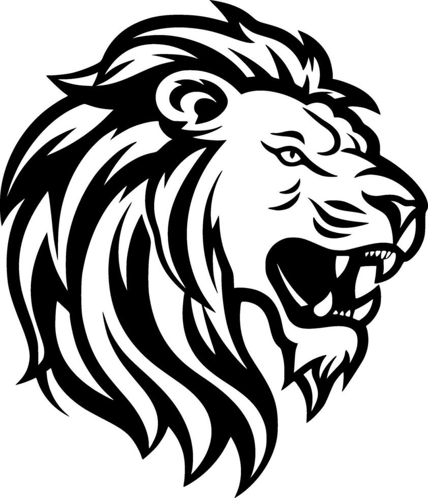 Lion, Black and White Vector illustration