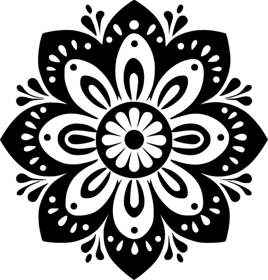 Mandala - Black and White Isolated Icon - Vector illustration