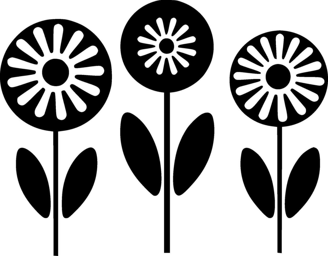 Flowers, Minimalist and Simple Silhouette - Vector illustration