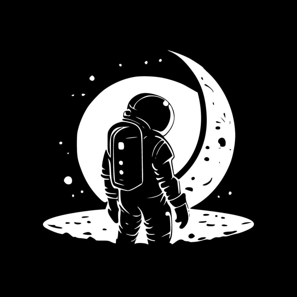 espacio - negro y blanco aislado icono - vector ilustración