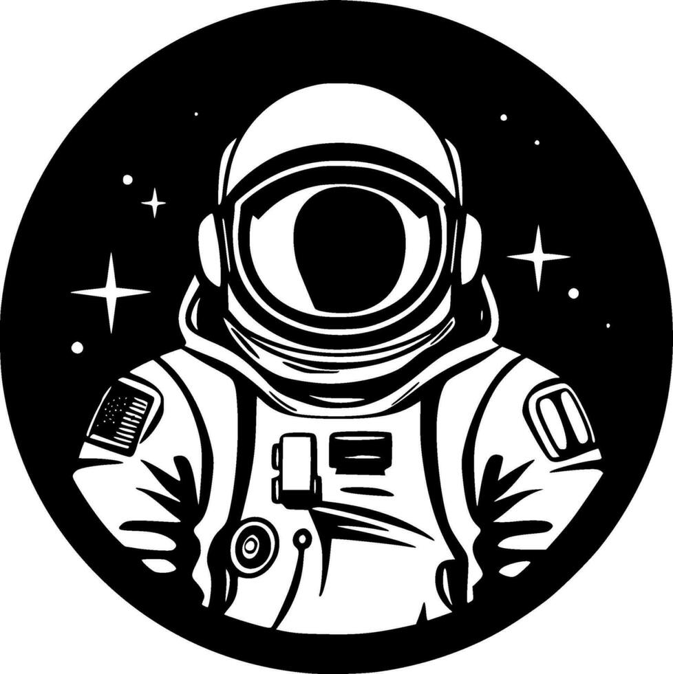 Astronaut - Black and White Isolated Icon - Vector illustration