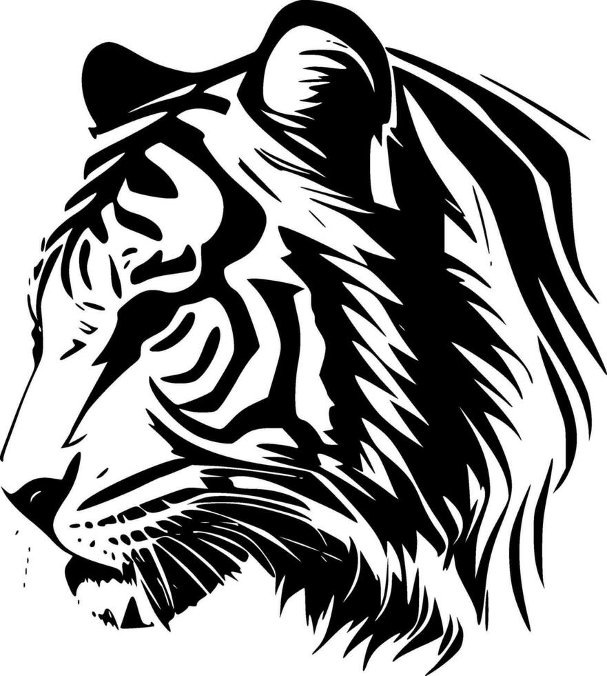 Tigre - negro y blanco aislado icono - vector ilustración