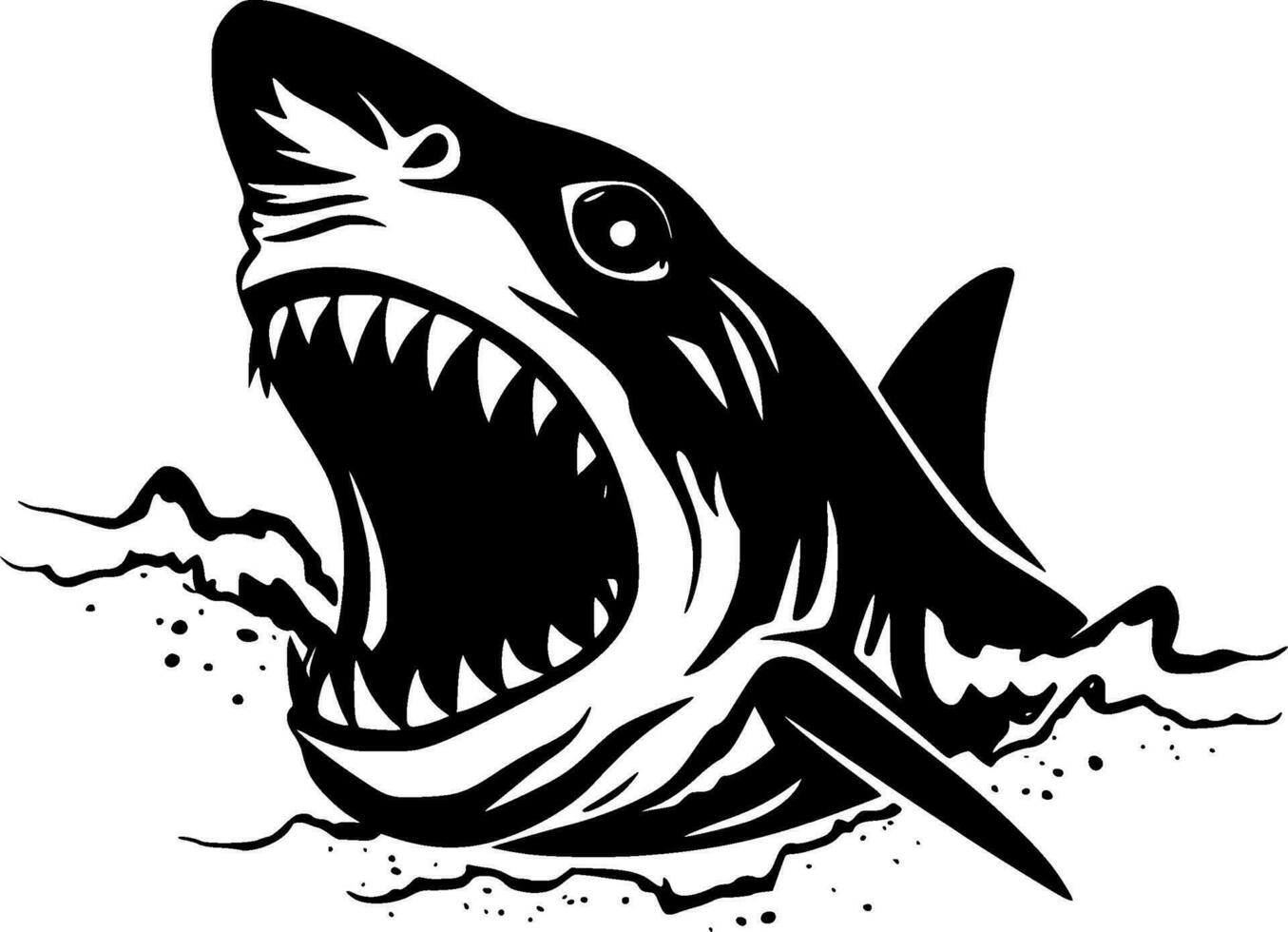 Shark, Black and White Vector illustration