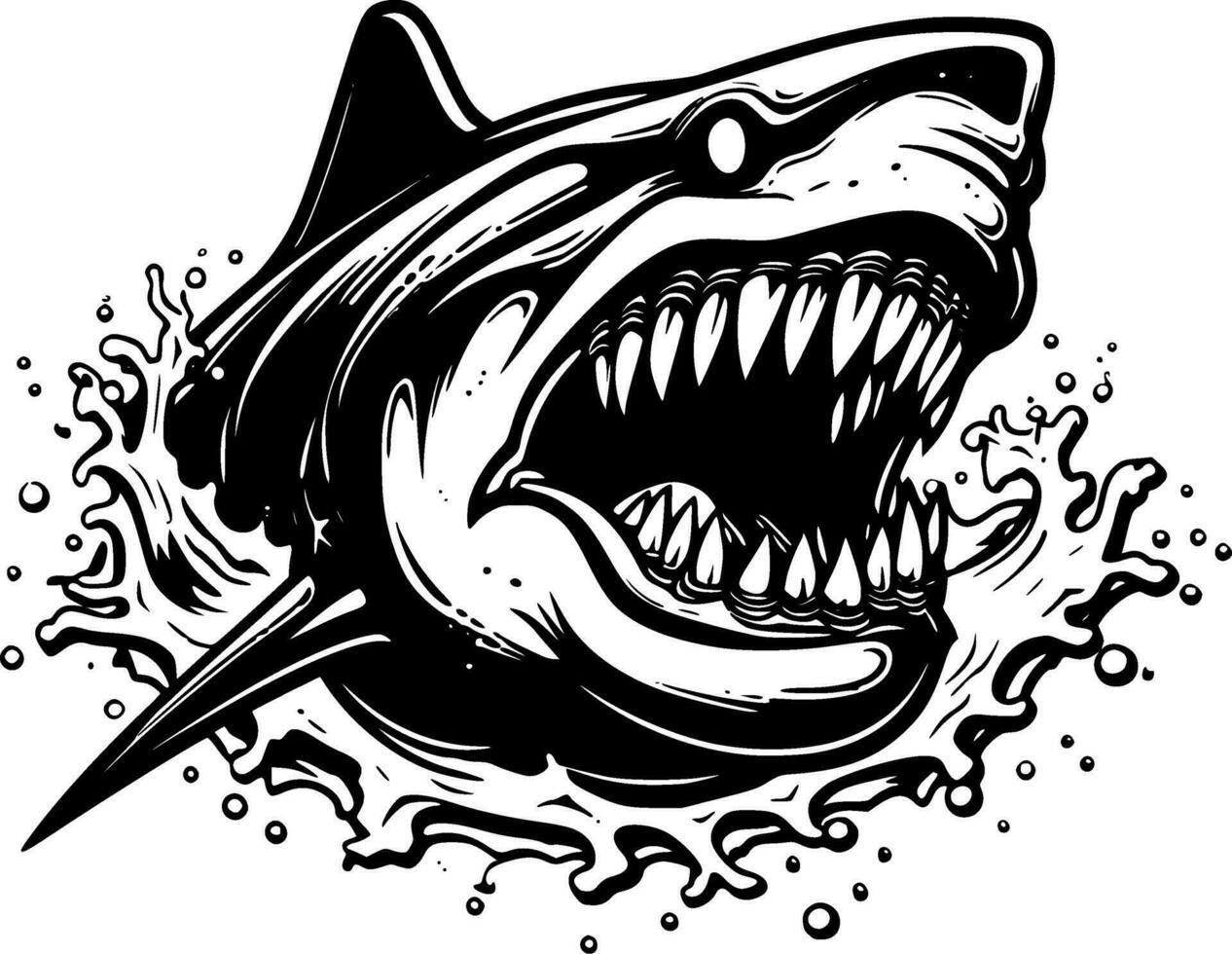 Shark - Black and White Isolated Icon - Vector illustration