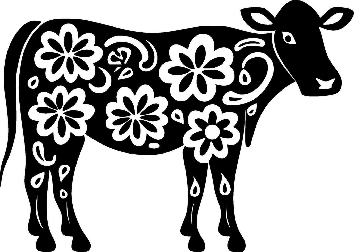 Cow, Black and White Vector illustration