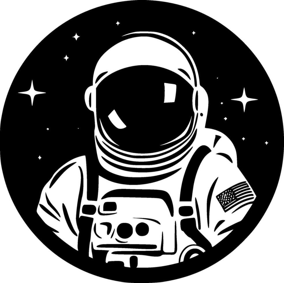 astronauta, negro y blanco vector ilustración