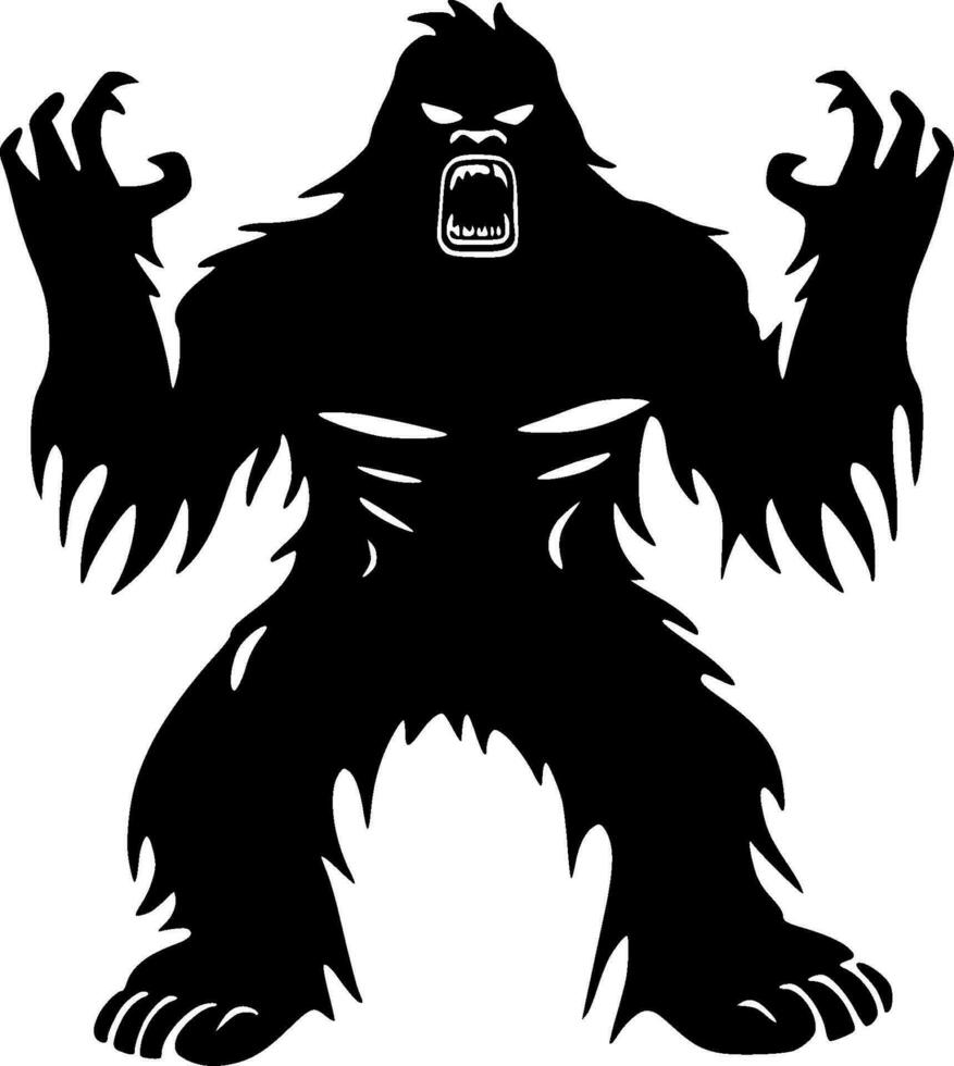 Bigfoot, Black and White Vector illustration