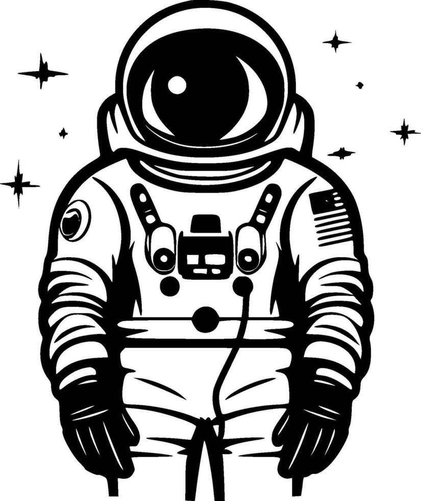 astronauta, negro y blanco vector ilustración