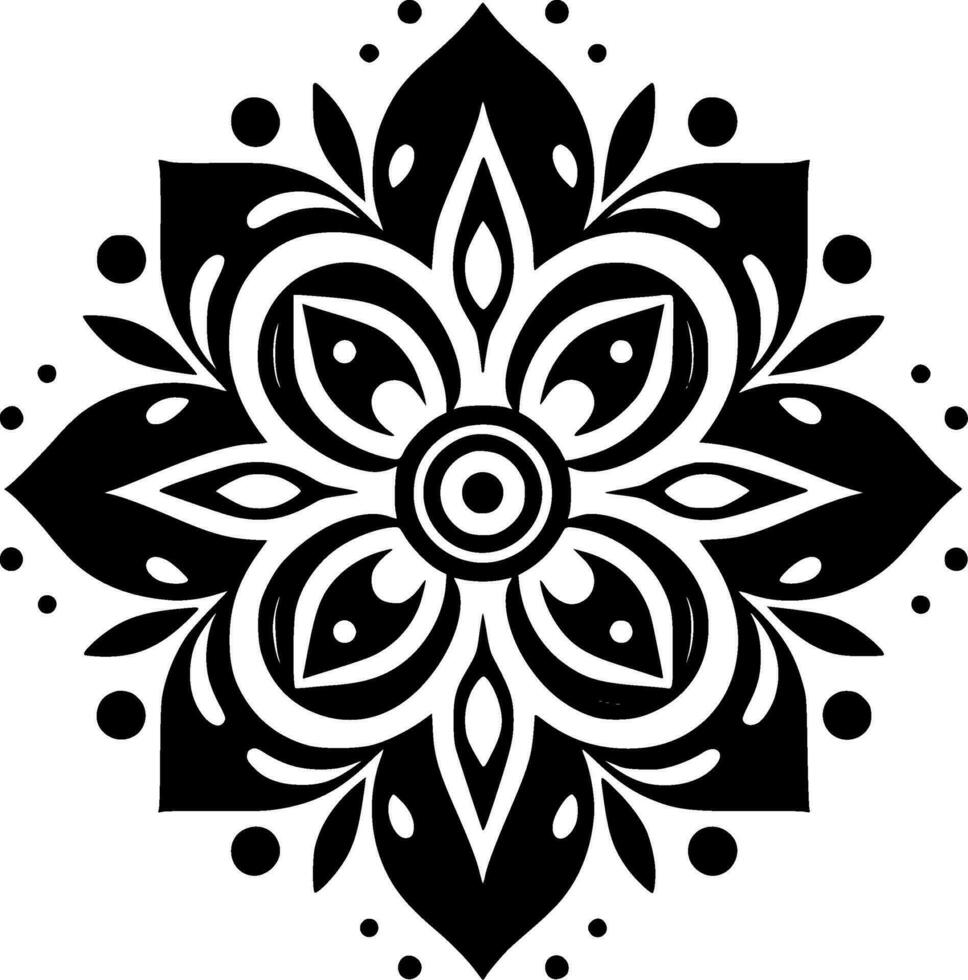 Mandala, Black and White Vector illustration