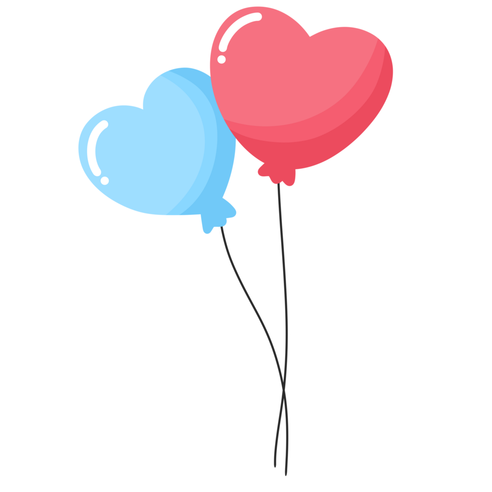 Blue and red heart balloon shaper png