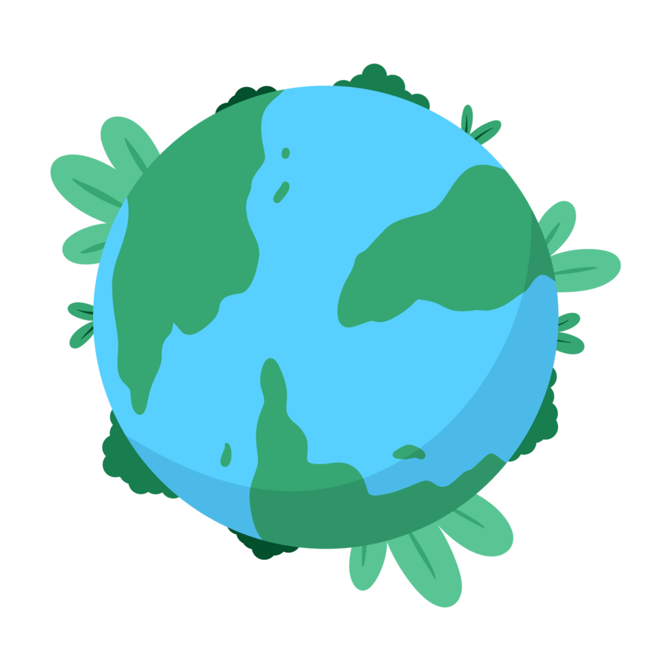 earth globe flat illustration earth day with green plants png