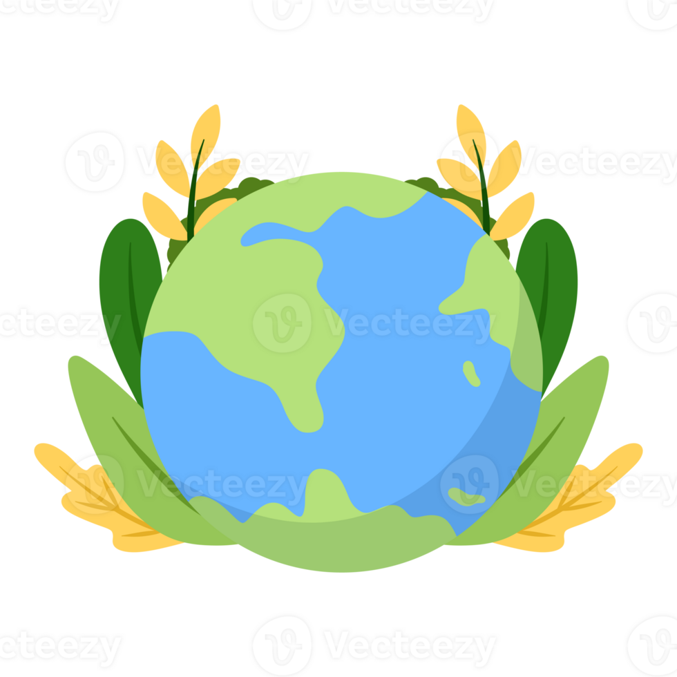 Flat illustration of green planet earth for earth day png