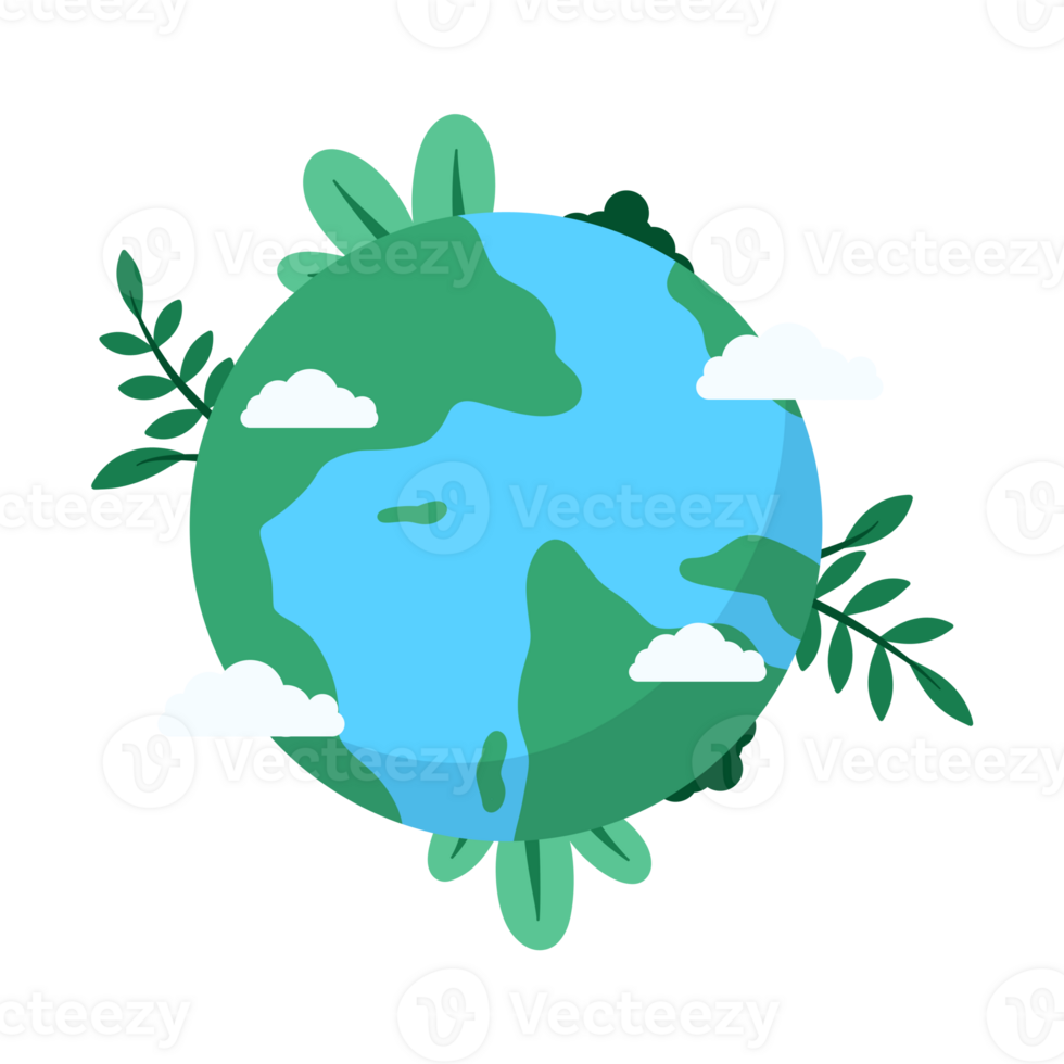illustration planet earth with leaves save the earth png