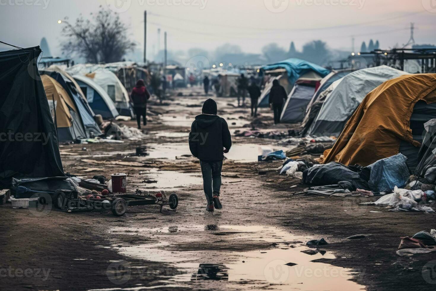 Refugee camp multitude of tents sheltering photo