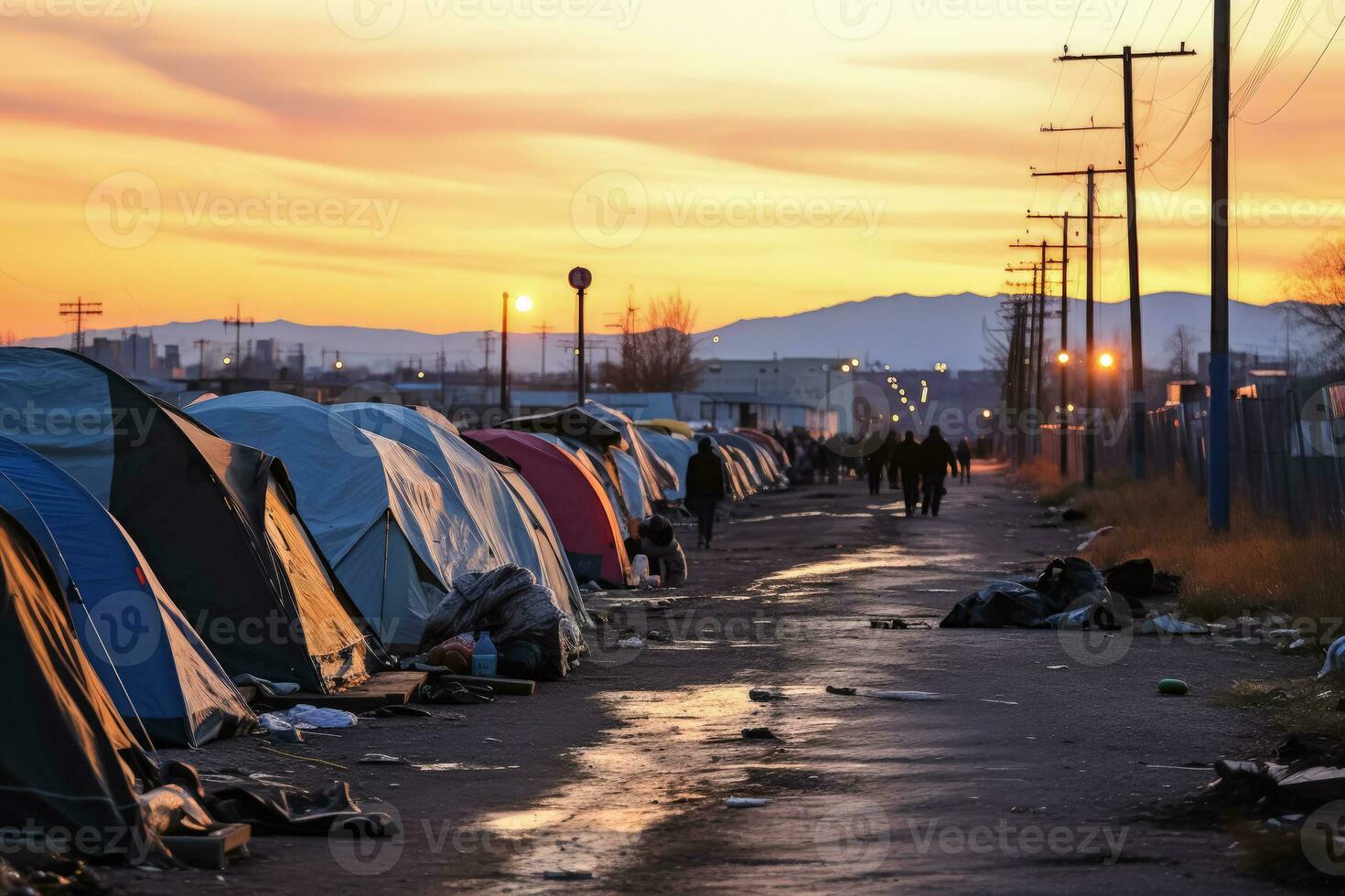Refugee camp multitude of tents sheltering photo