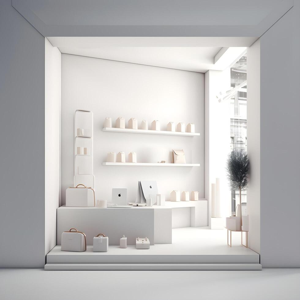 Modern Elegance. Clean and Minimalist 3D Illustration of an Online Shop. photo