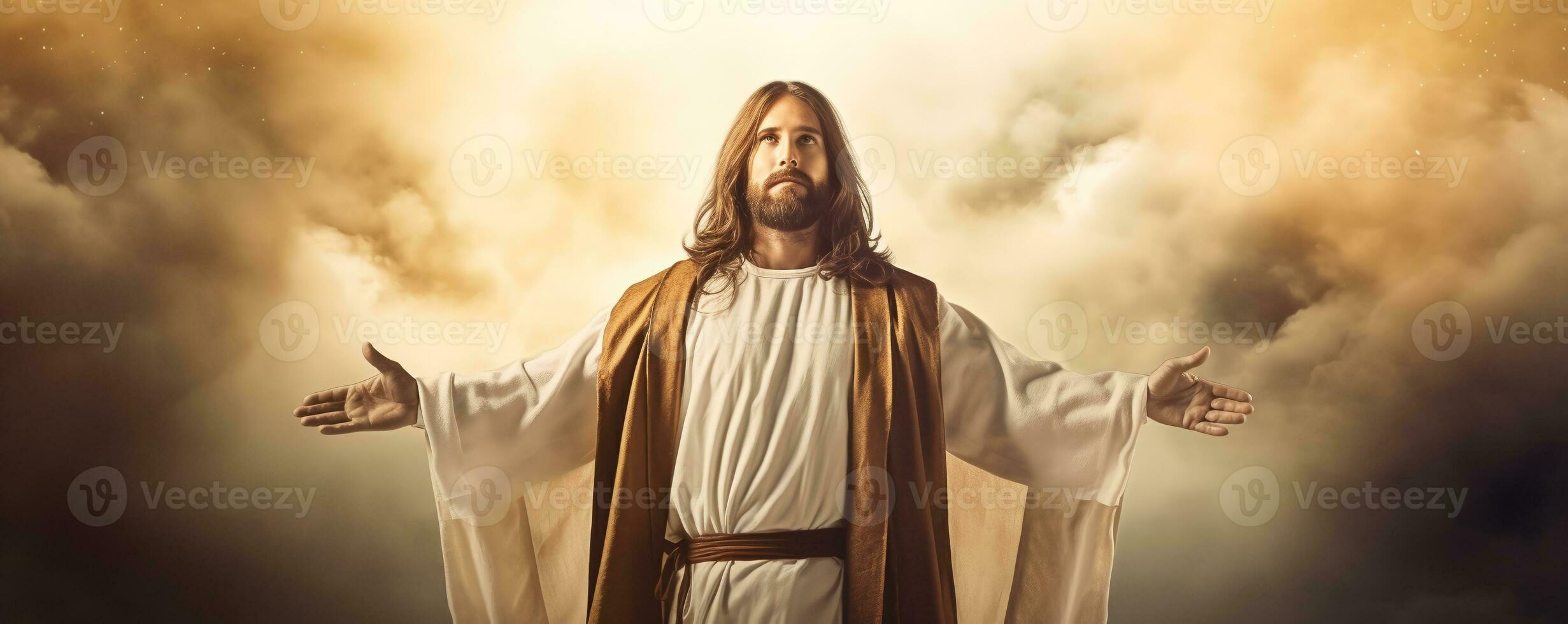 Jesus Christ, Savior of mankind.copy space.ai generative photo