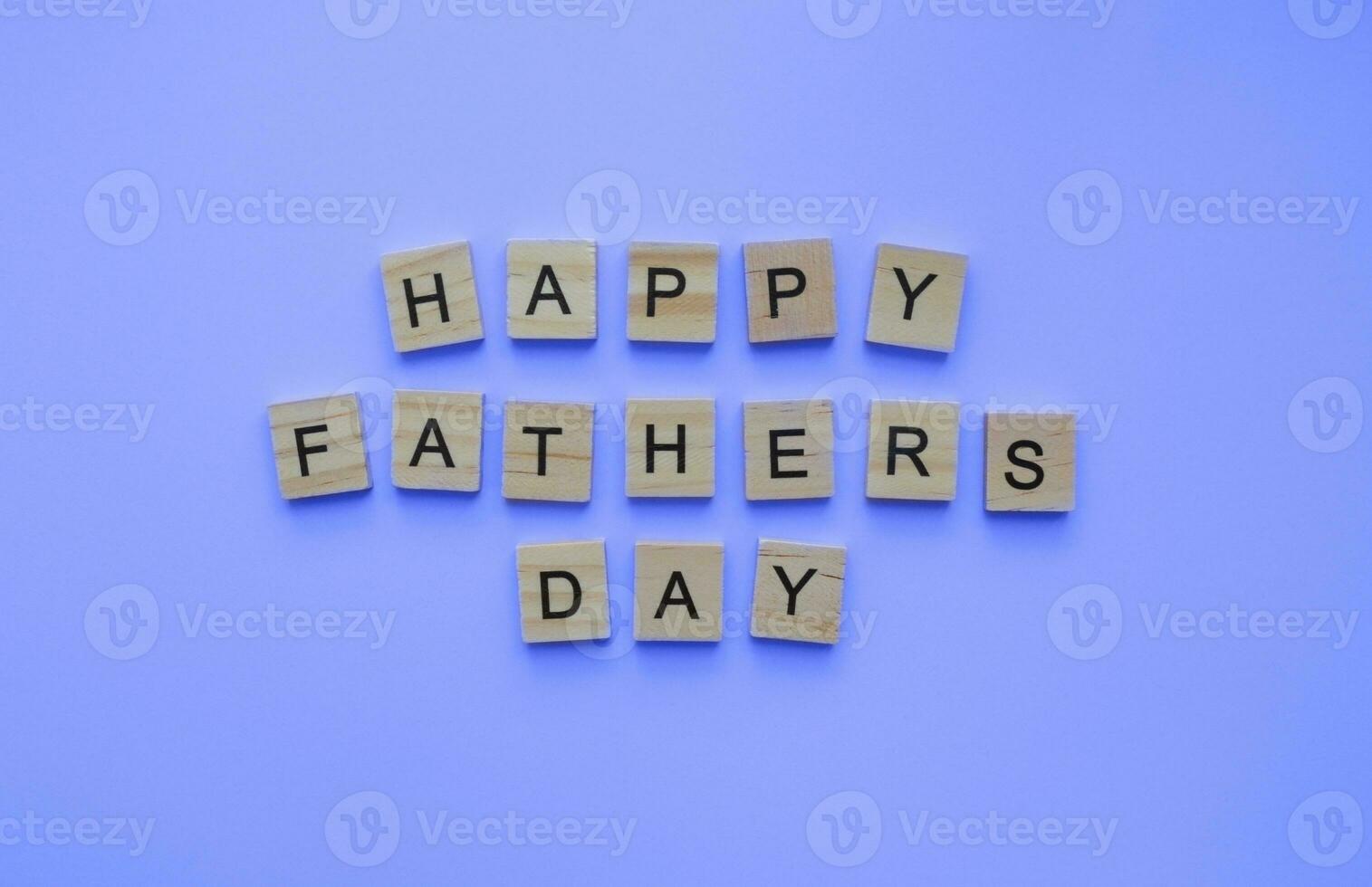 September 3, Fathers Day, minimalistic banner with the inscription in wooden letters photo