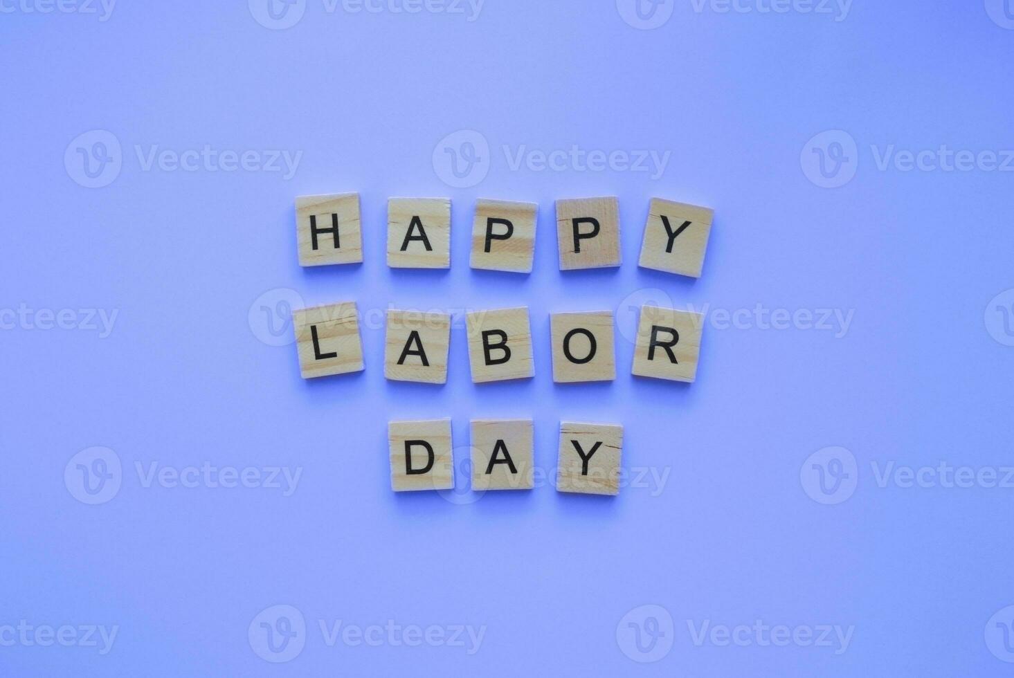 September 3, Happy Labor Day, minimalistic banner with the inscription in wooden letters photo