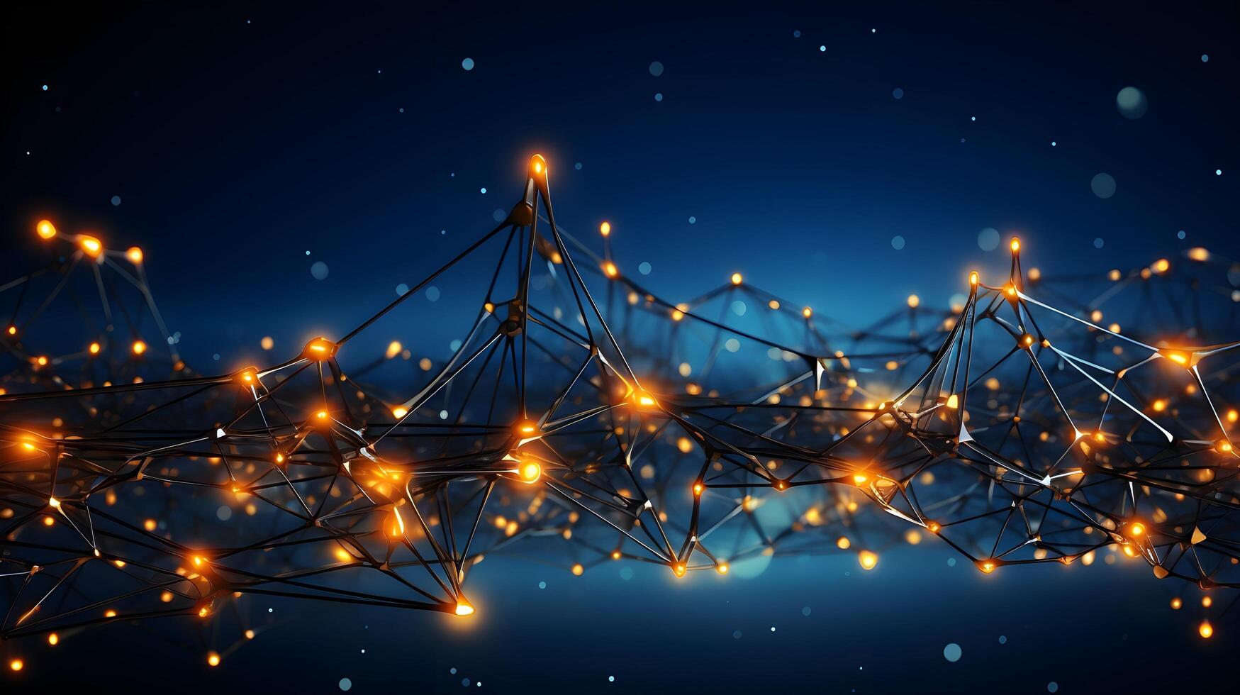 Unveiling the Connected Future. Abstract Connected Dots on Bright Blue Background. photo