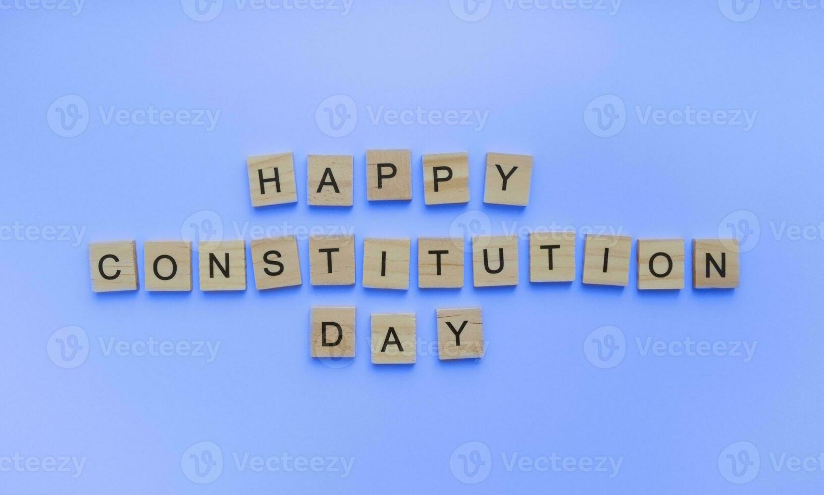 September 17, happy Constitution Day and Citizenship Day, minimalistic banner with the inscription in wooden letters photo