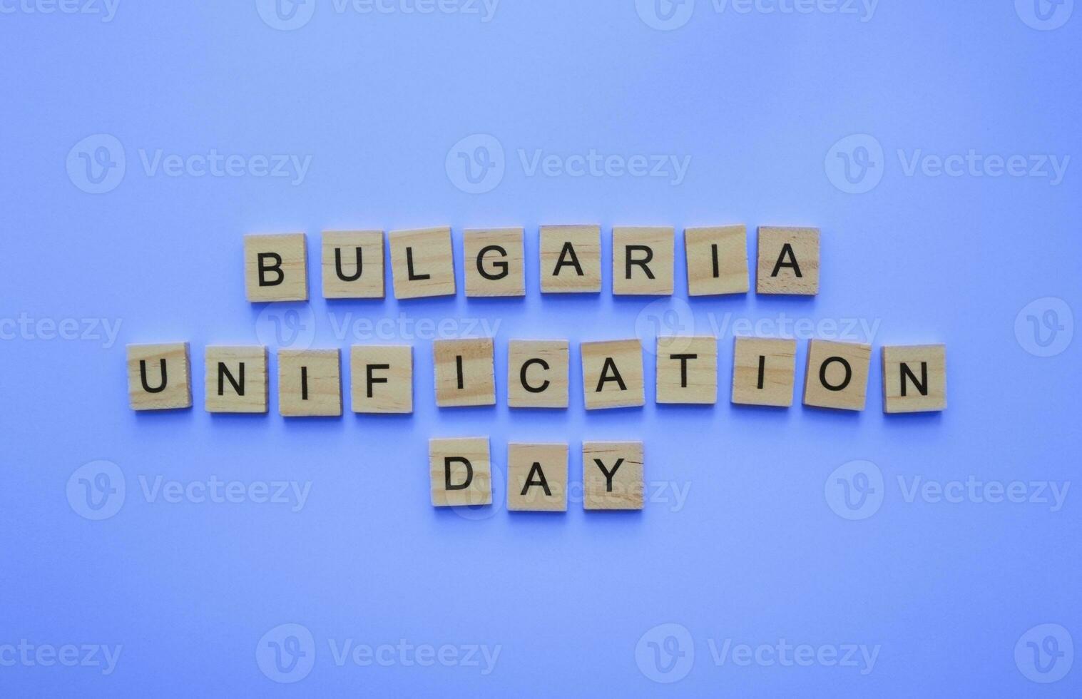September 6, Unification Day in Bulgaria, minimalistic banner with the inscription in wooden letters photo