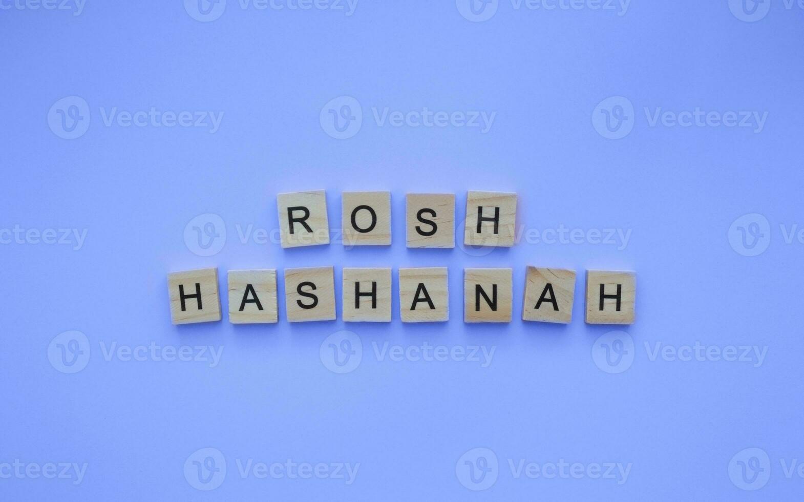 September 15-17, Rosh Hashanah, minimalistic banner with an inscription in wooden letters photo