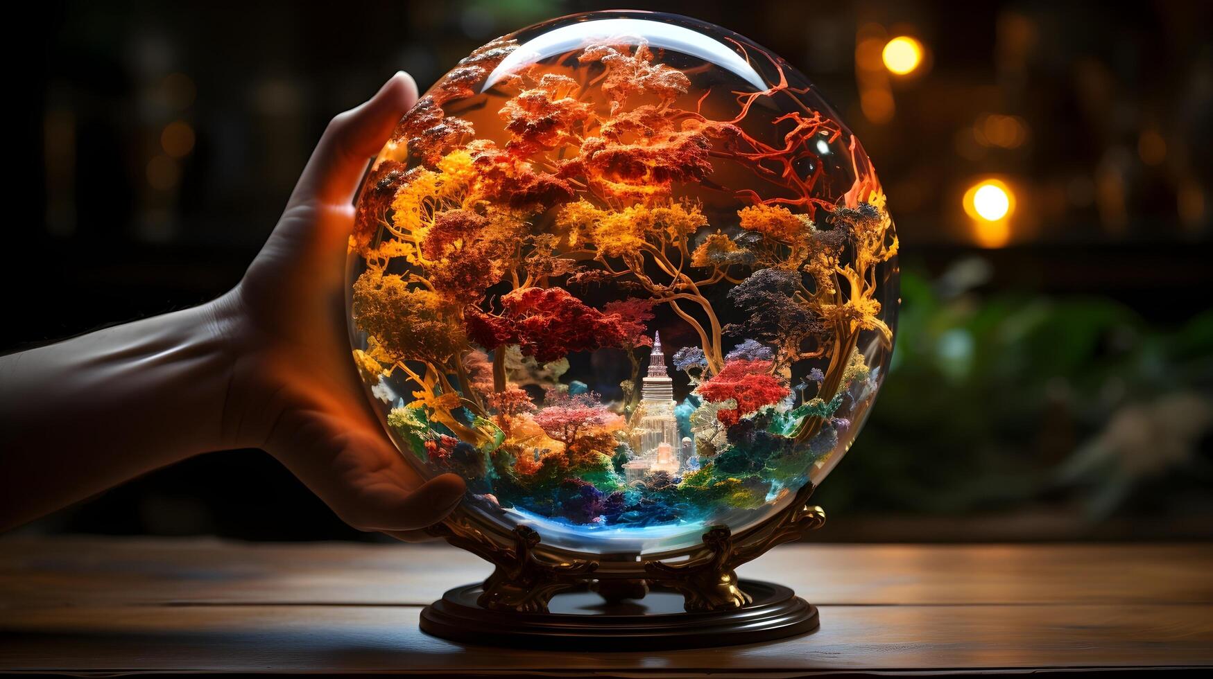 Cosmic Illumination. Mesmerizing Sci-Fi Illustration of a Holographic Globe. photo