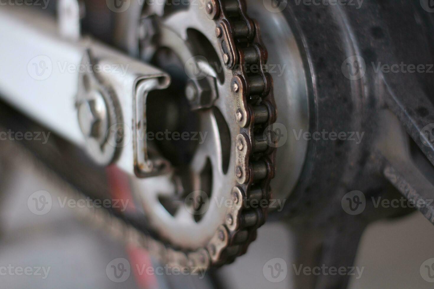 drive chain of a motorcycle close up photo