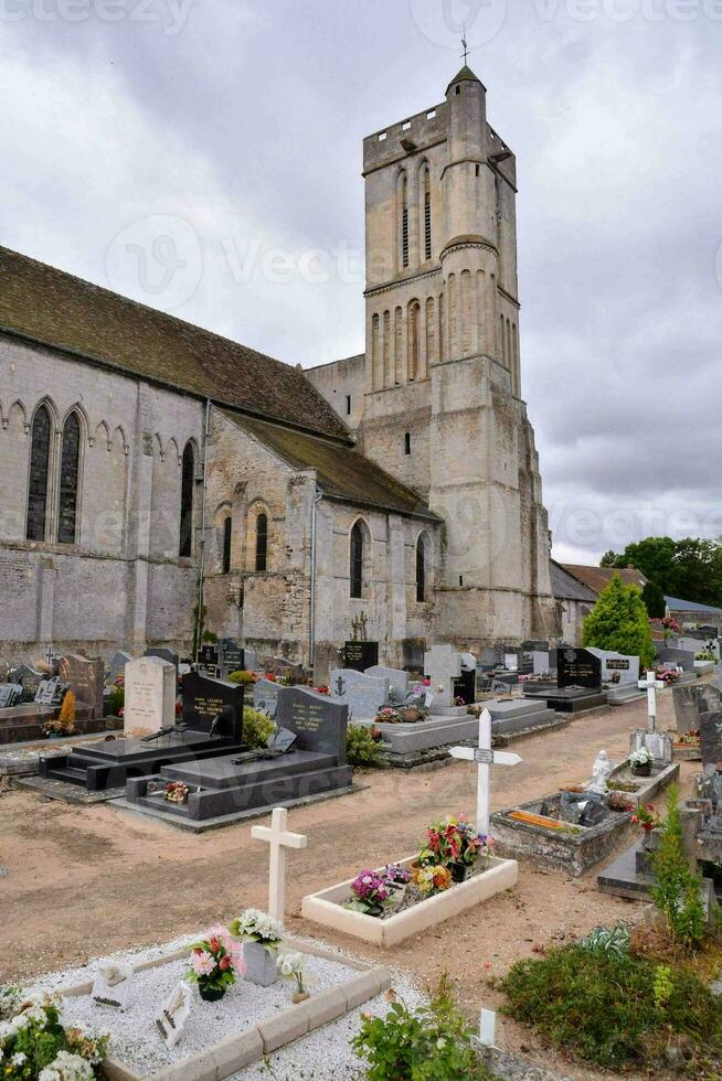 medieval stone church in france photo