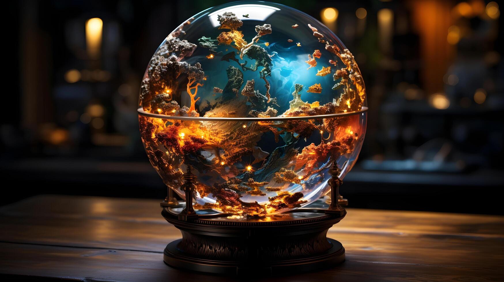 Cosmic Illumination. Mesmerizing Sci-Fi Illustration of a Holographic Globe. photo