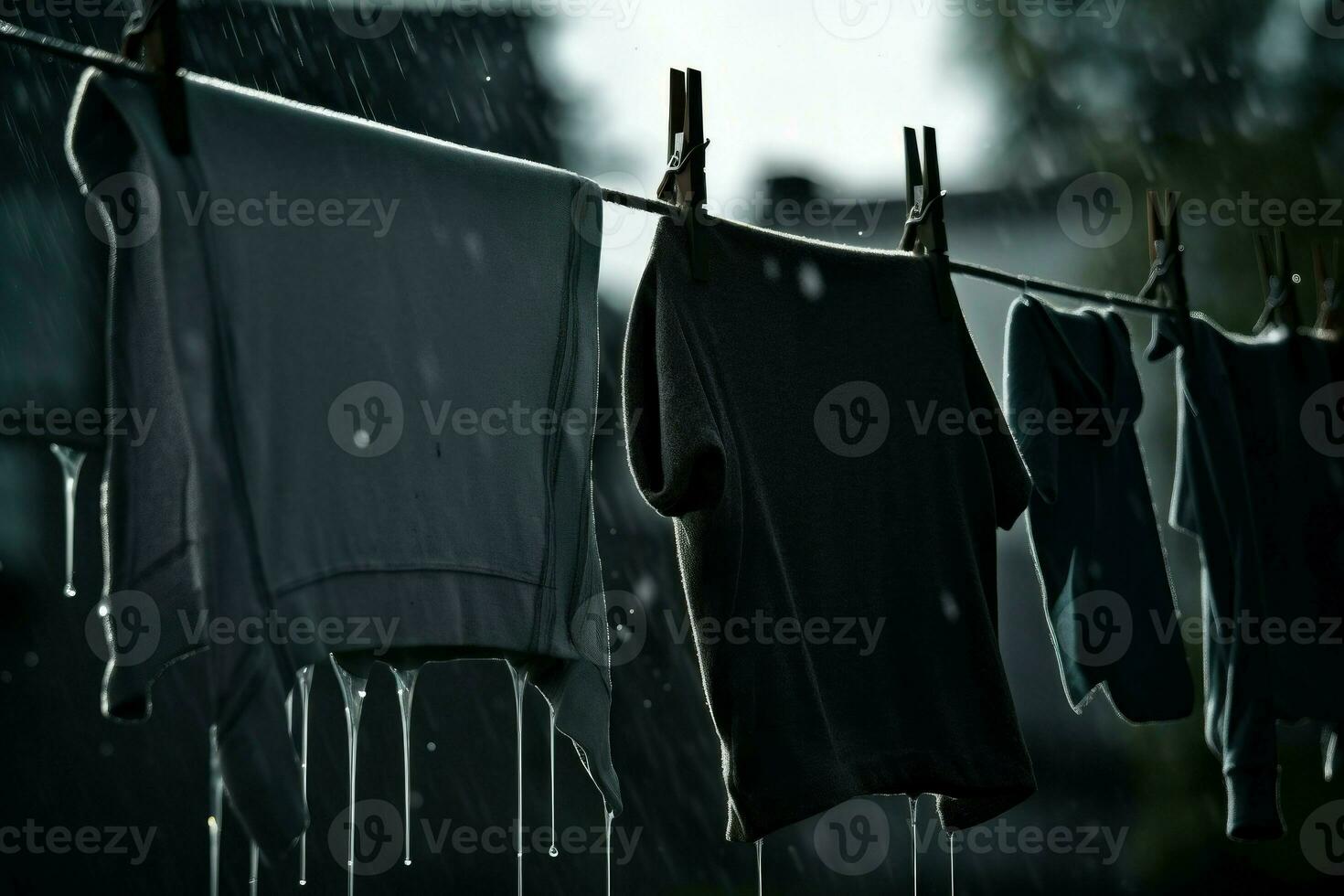 Rain clothes wet. Generate Ai photo