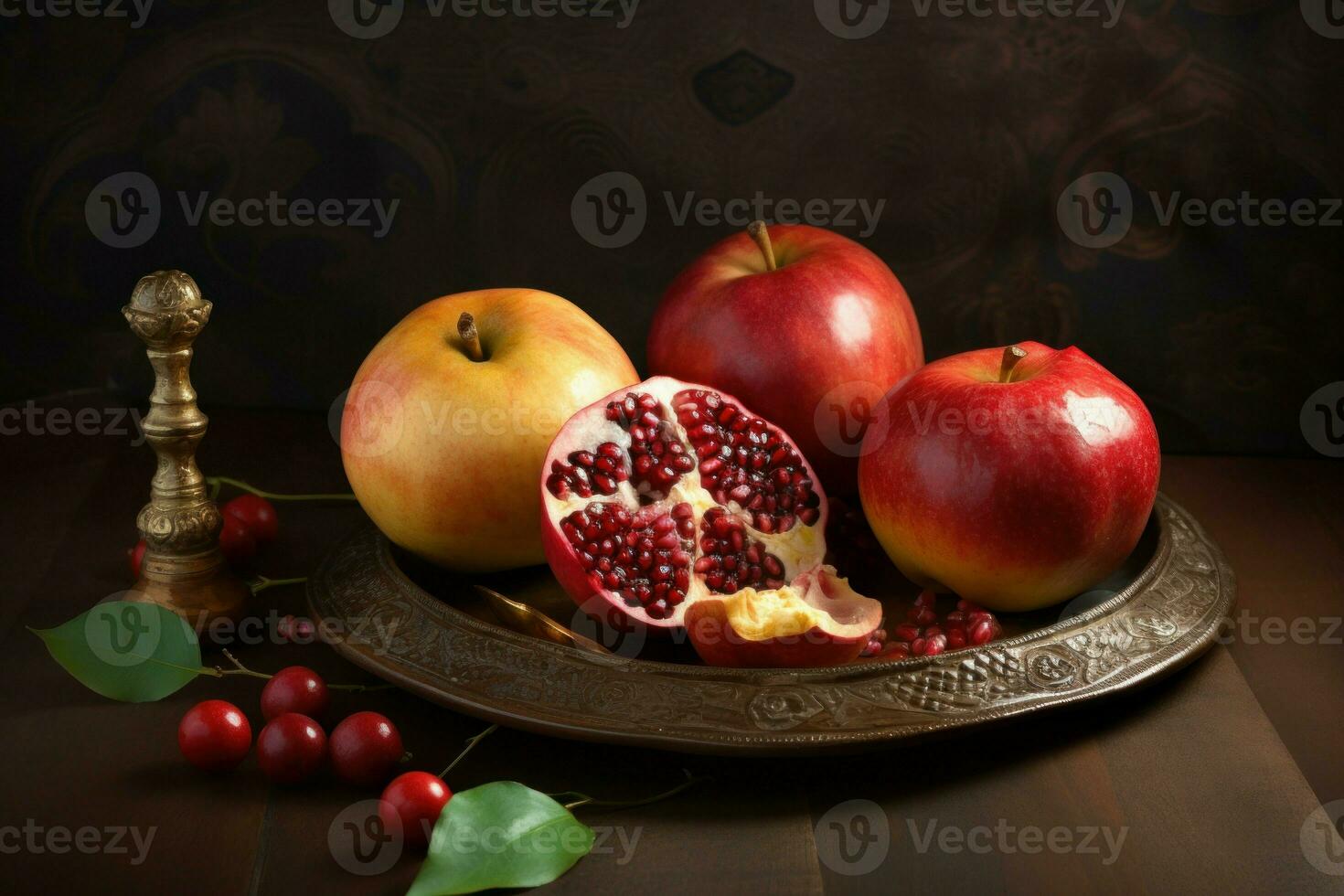 Pomegranate apple composition. Generate Ai photo