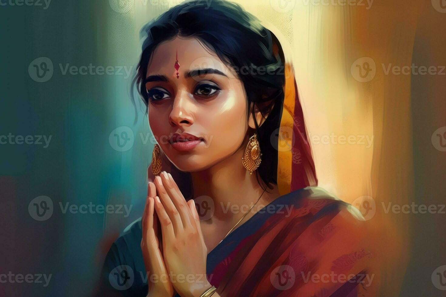 Traditional Indian Saree: Elegant Woman in Saree & Jewelry, AI Art  Generator