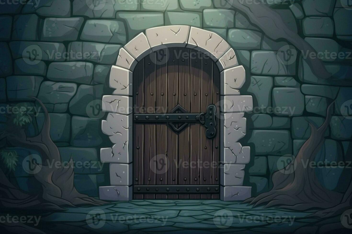 Fantasy door cartoon. Generate Ai photo