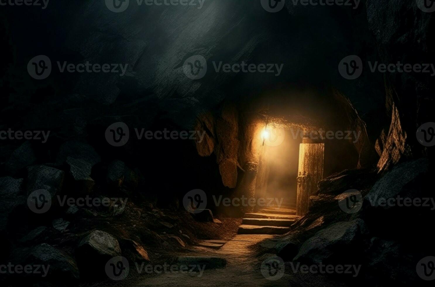 Cave entrance dark. Generate Ai photo