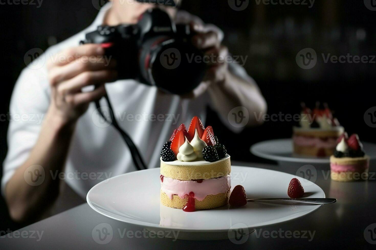 Food cake photography plate. Generate Ai photo