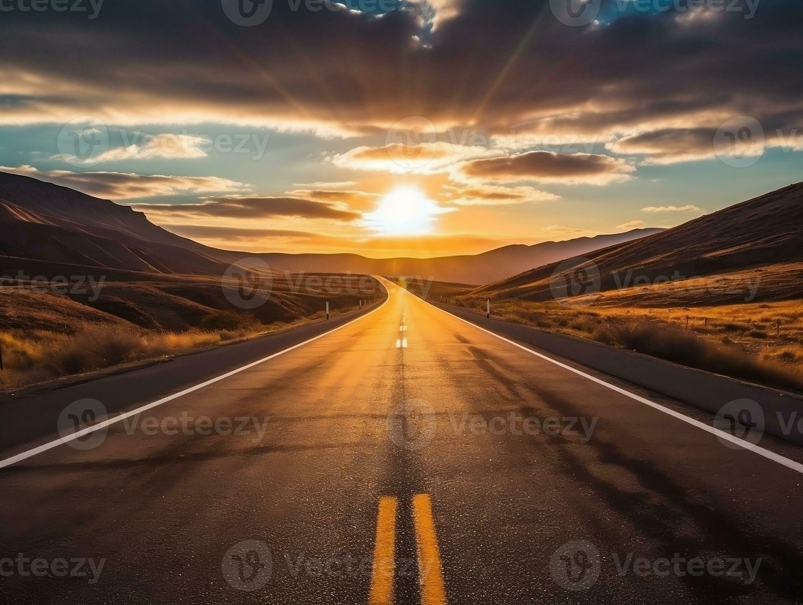 An open road disappearing into the horizon, capturing the sense of