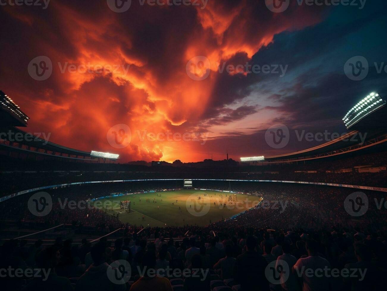 Amazing atmosphere in soccer match stadium generative ai photo