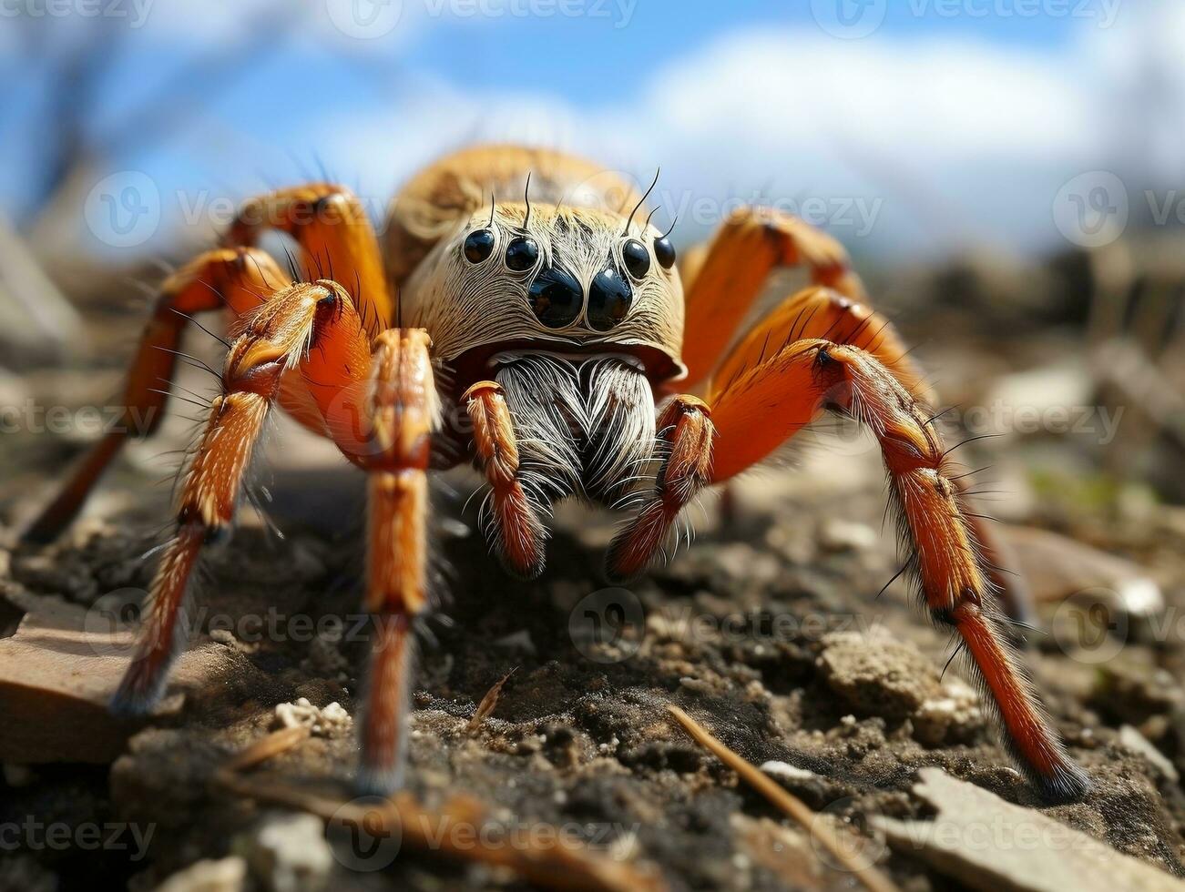 Close-up highly detailed MACRO shot of the spider generative ai photo
