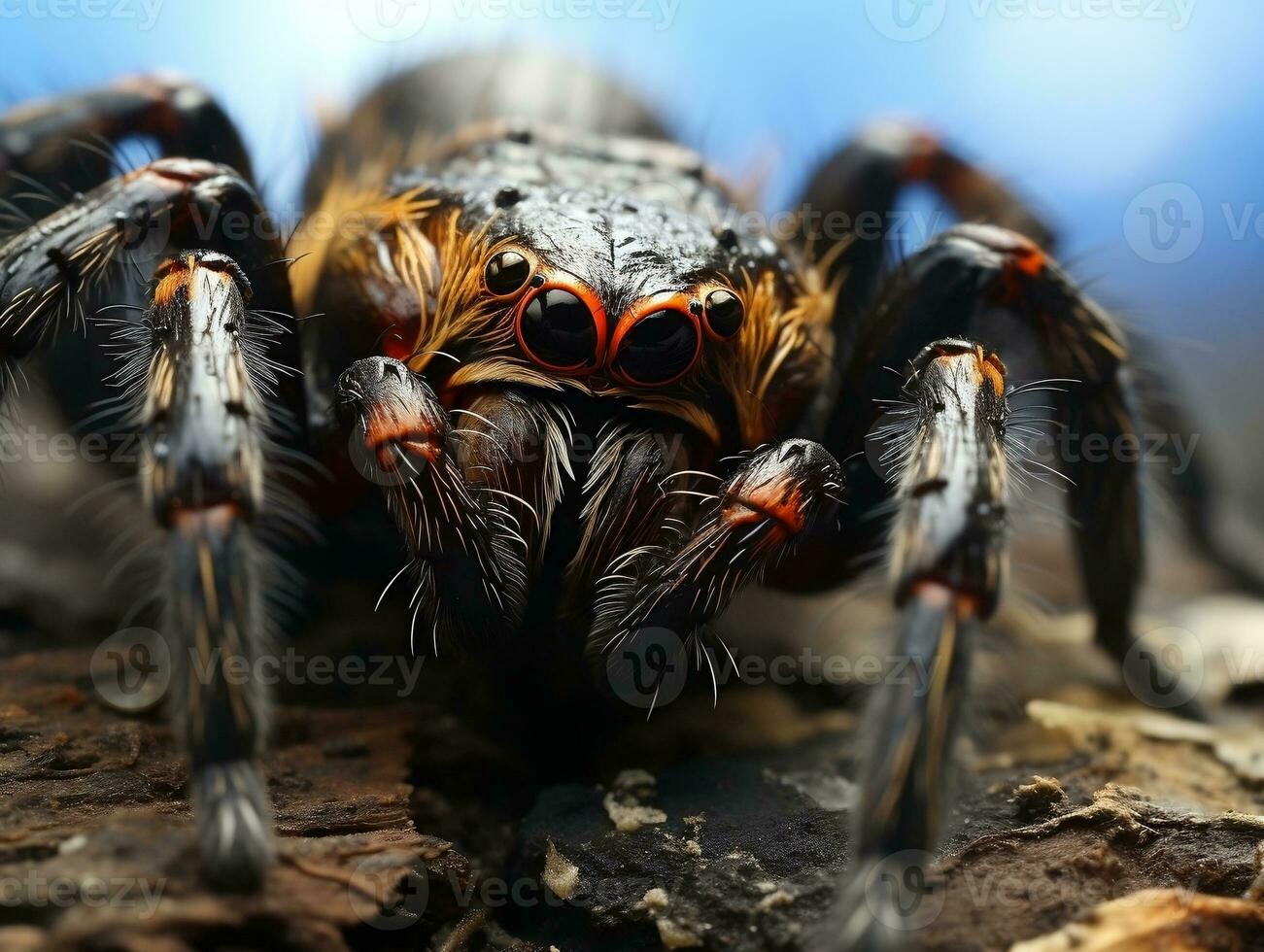 Close-up highly detailed MACRO shot of the spider generative ai photo