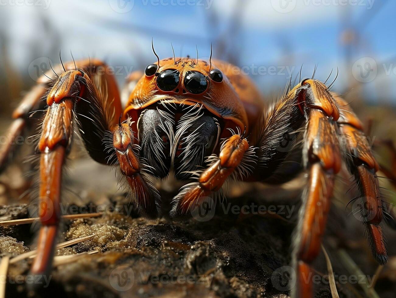 Close-up highly detailed MACRO shot of the spider generative ai photo